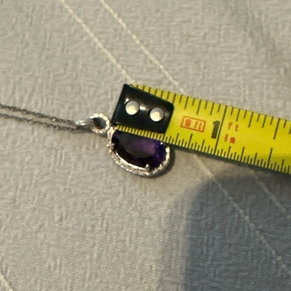 925 Sterling Silver Necklace Prong Set Purple Amethyst 3.6 Grams 5427 R - Picture 9 of 10